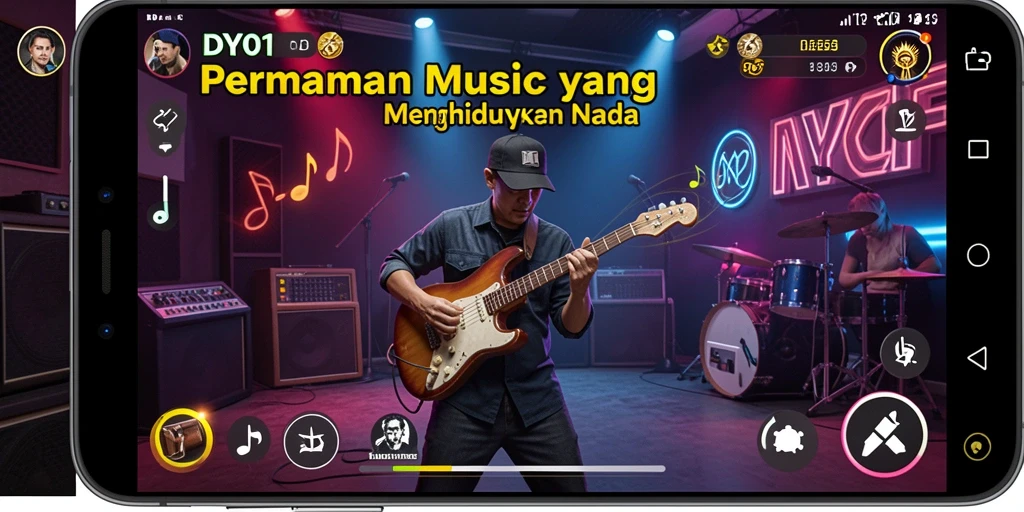 Tampilan gameplay DY01 dengan tantangan musik yang seru.