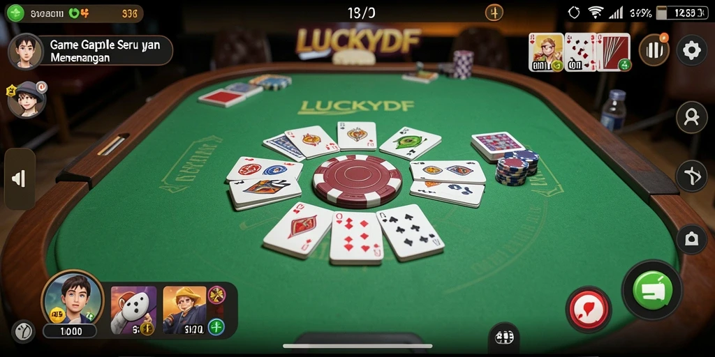Screenshot LUCKYDF menampilkan gameplay Gaple yang seru dan interaktif.