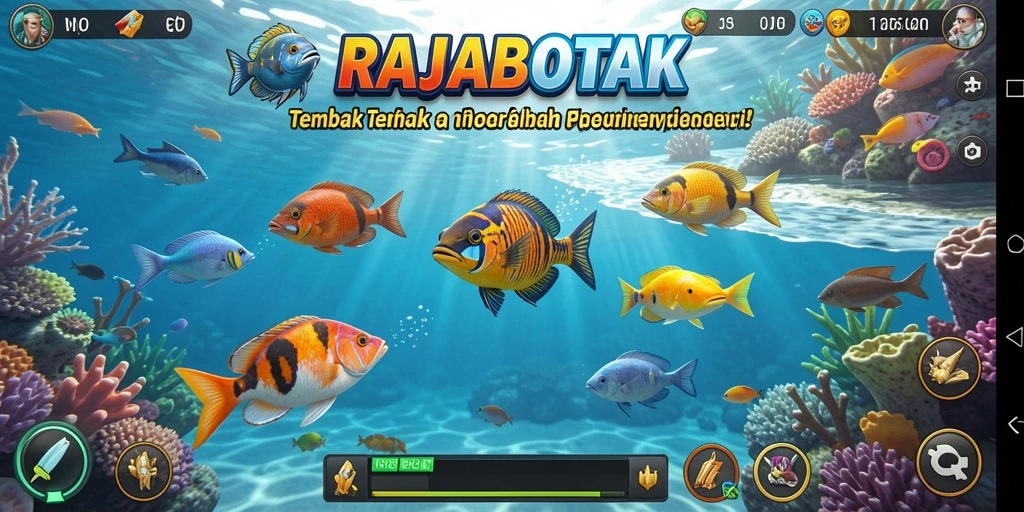 Tampilan gameplay seru dari RAJABOTAK saat menembak ikan.