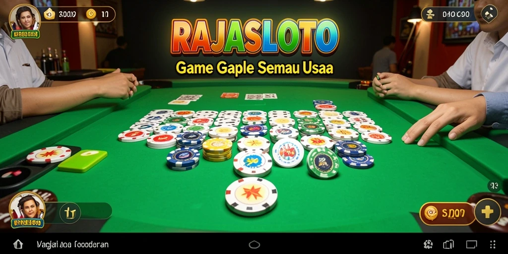 Tampilan gameplay seru dalam RAJASLOTO dengan kartu Gaple.