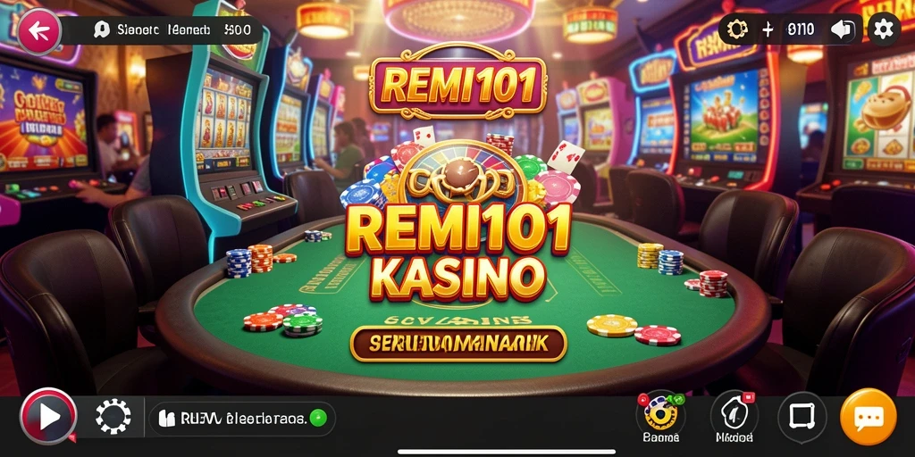 Screenshot utama REMI101 menampilkan gameplay kasino yang penuh aksi.