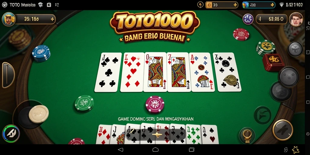 Screenshot gameplay seru TOTO1000 menampilkan aksi domino yang mendebarkan.