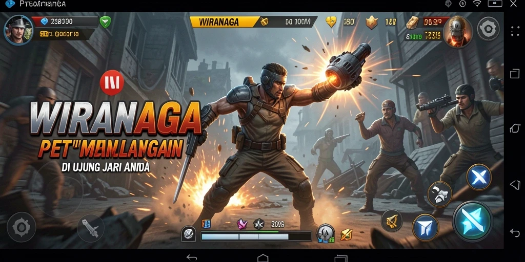 Screenshot WIRANAGA menampilkan aksi seru dalam pertempuran yang mendebarkan.